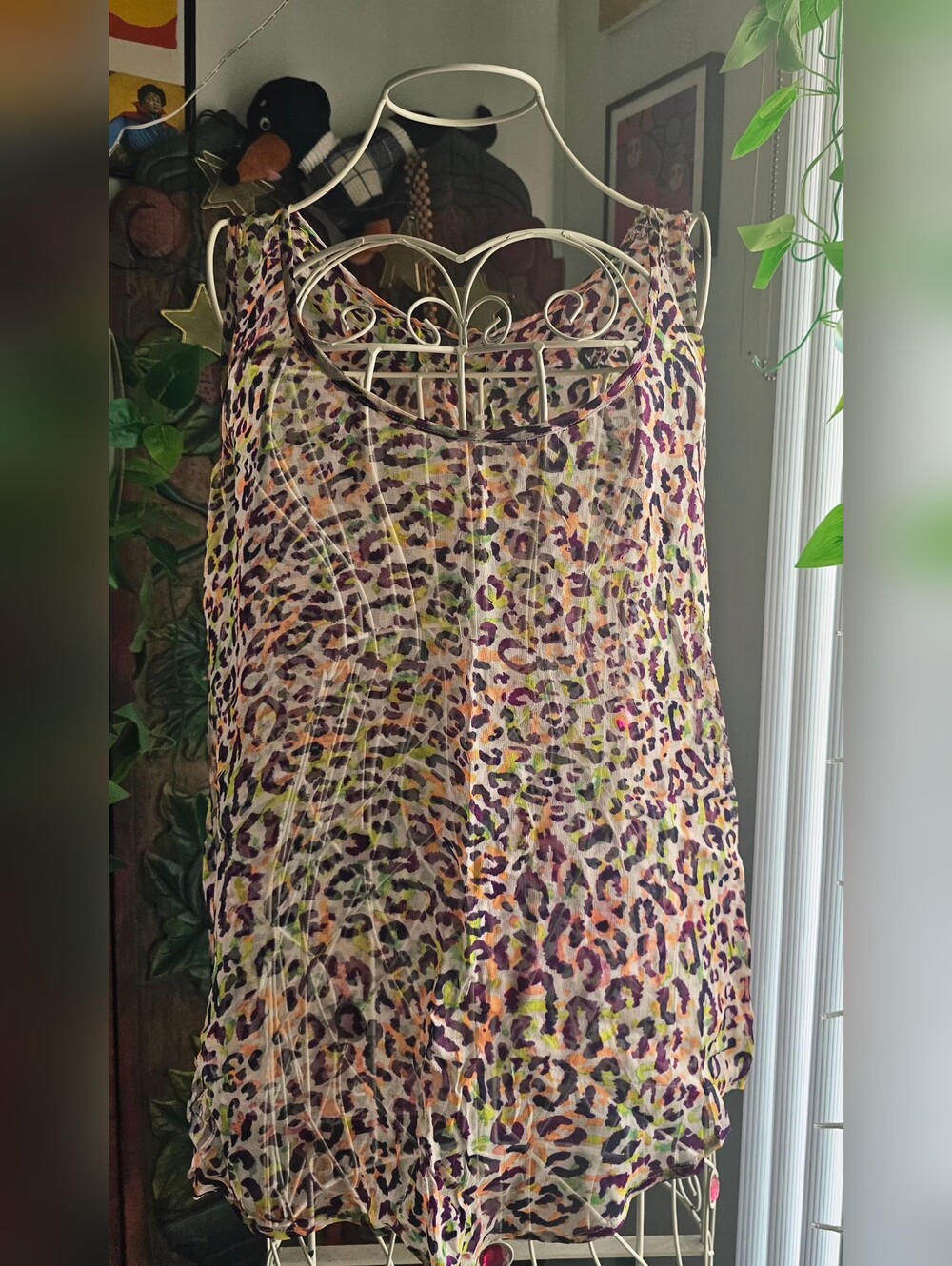 Velvet by Graham & Spencer Multicolor Sheer Leopard Print Blouse